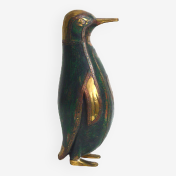 Penguin in wood and brass