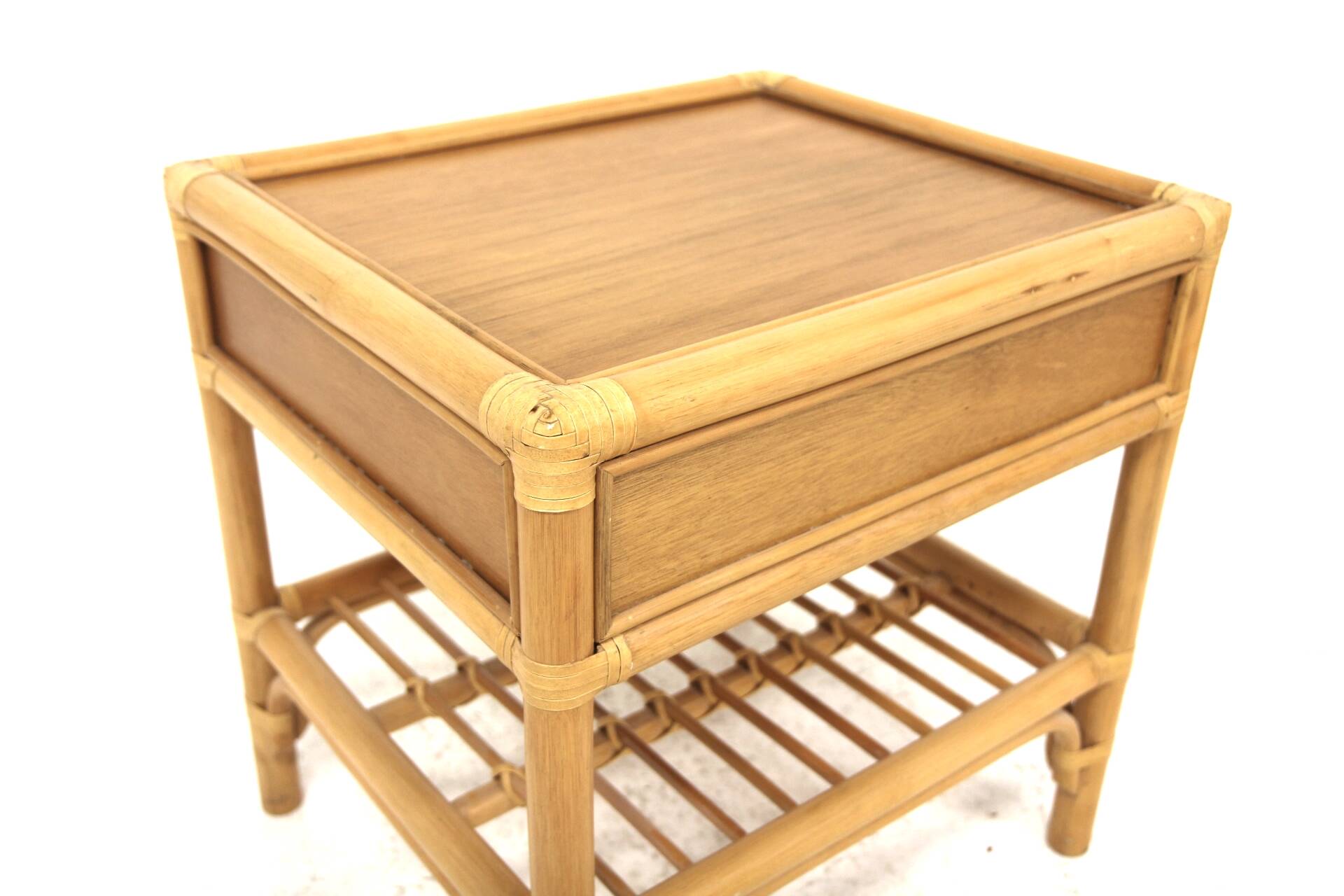 Set of 2 rattan bedside tables, Dux, Sweden, 1960