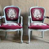Pair of Louis XV cabriolet upholstered armchairs