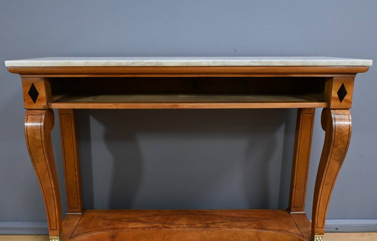 Walnut Burl Console, Restoration Period – Early 19th Century