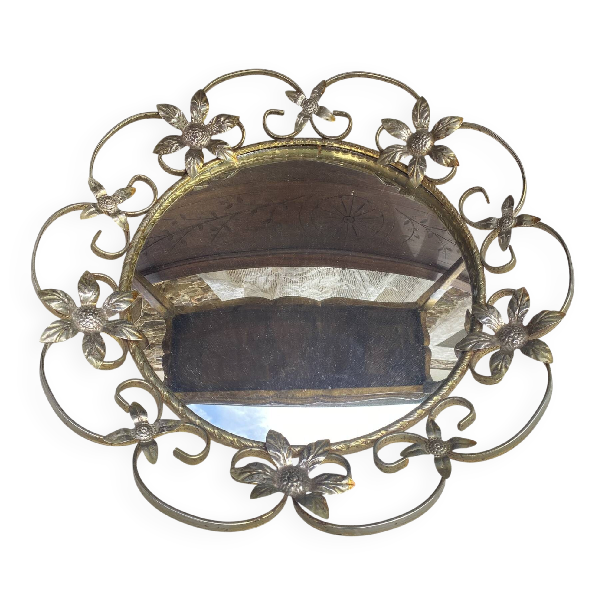 Vintage witch's eye mirror 43 cm, 1960s