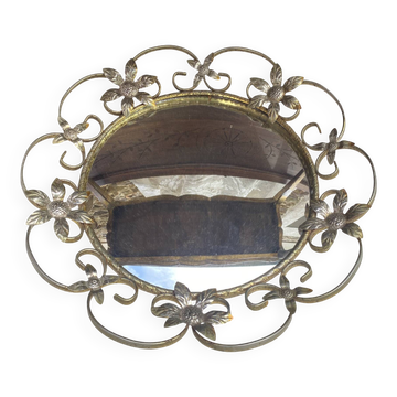Miroir  oeil de sorcière vintage 43 cm , années 60