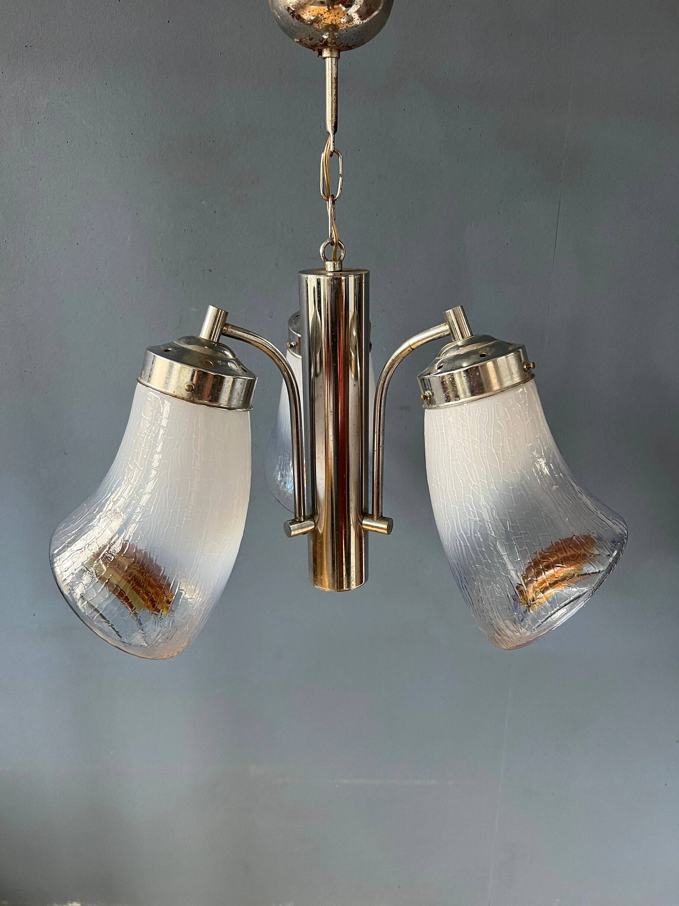 70s Mid Century Murano glass chandelier in Mazzega style.