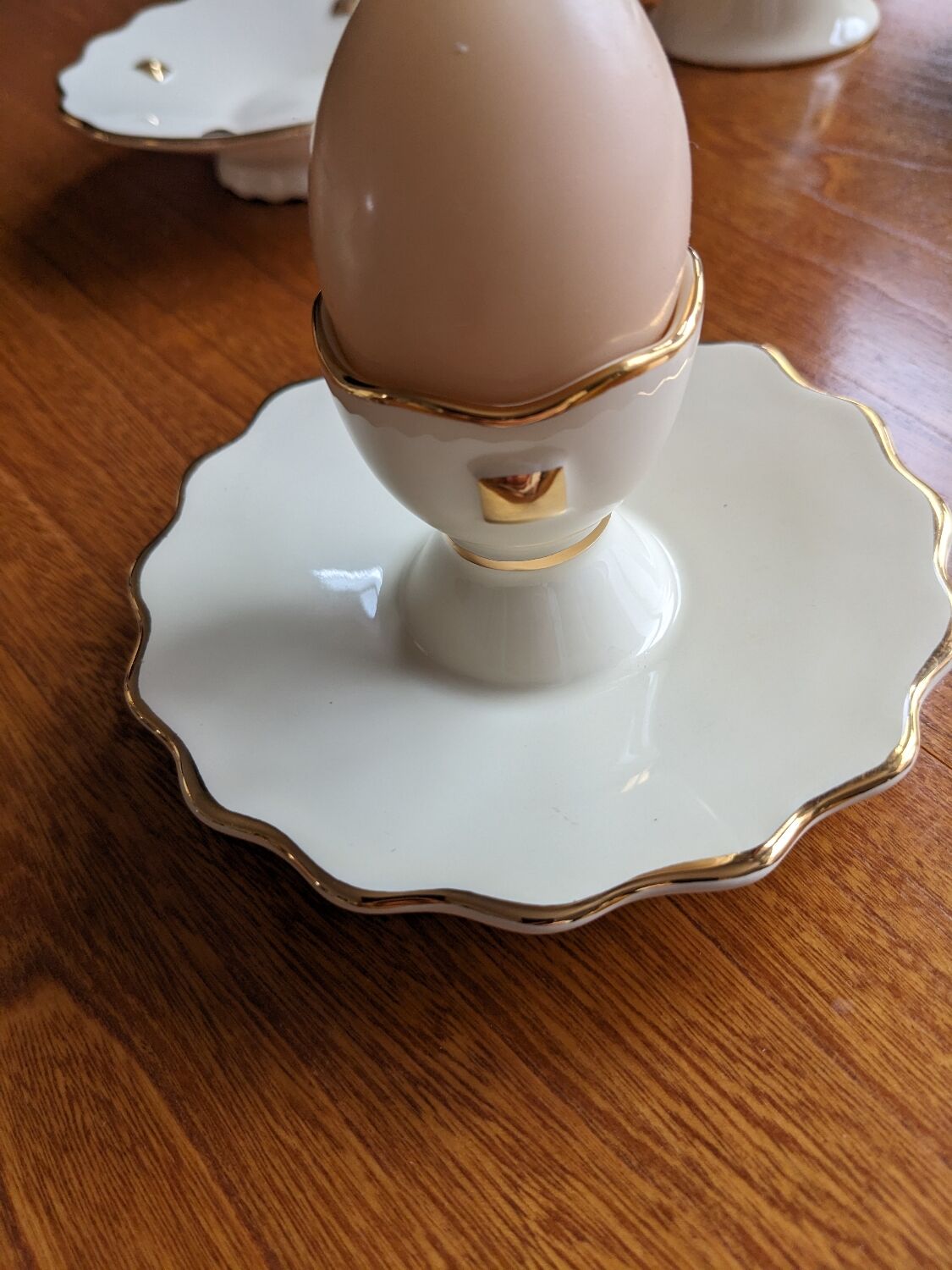 Lot two eggcups ceramic artichoke