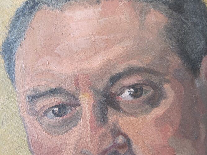 Portrait d'homme années 50  huile sur toile signée
