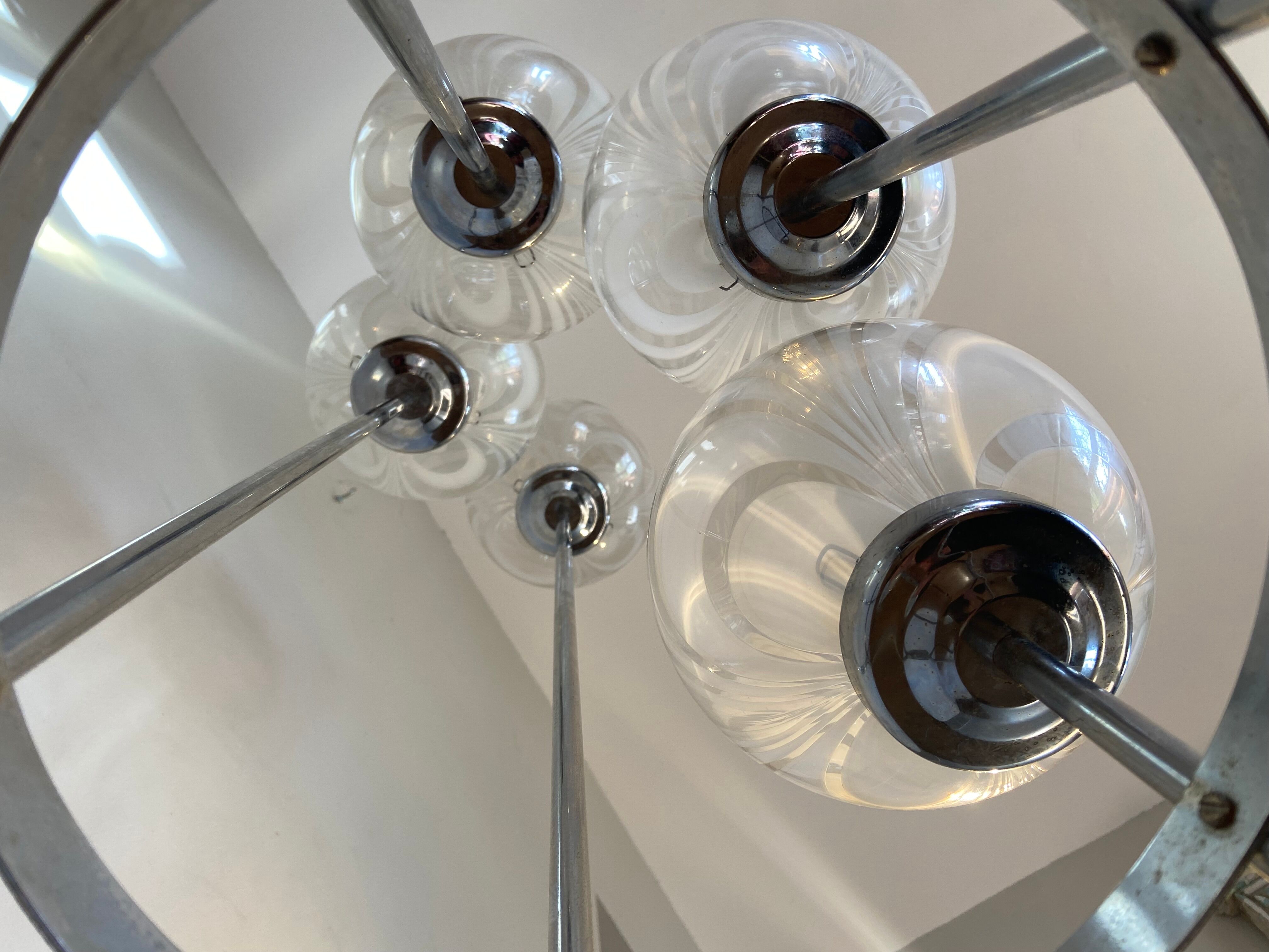 Waterfall floor lamp 5 globes Marinha Grande factory 70s