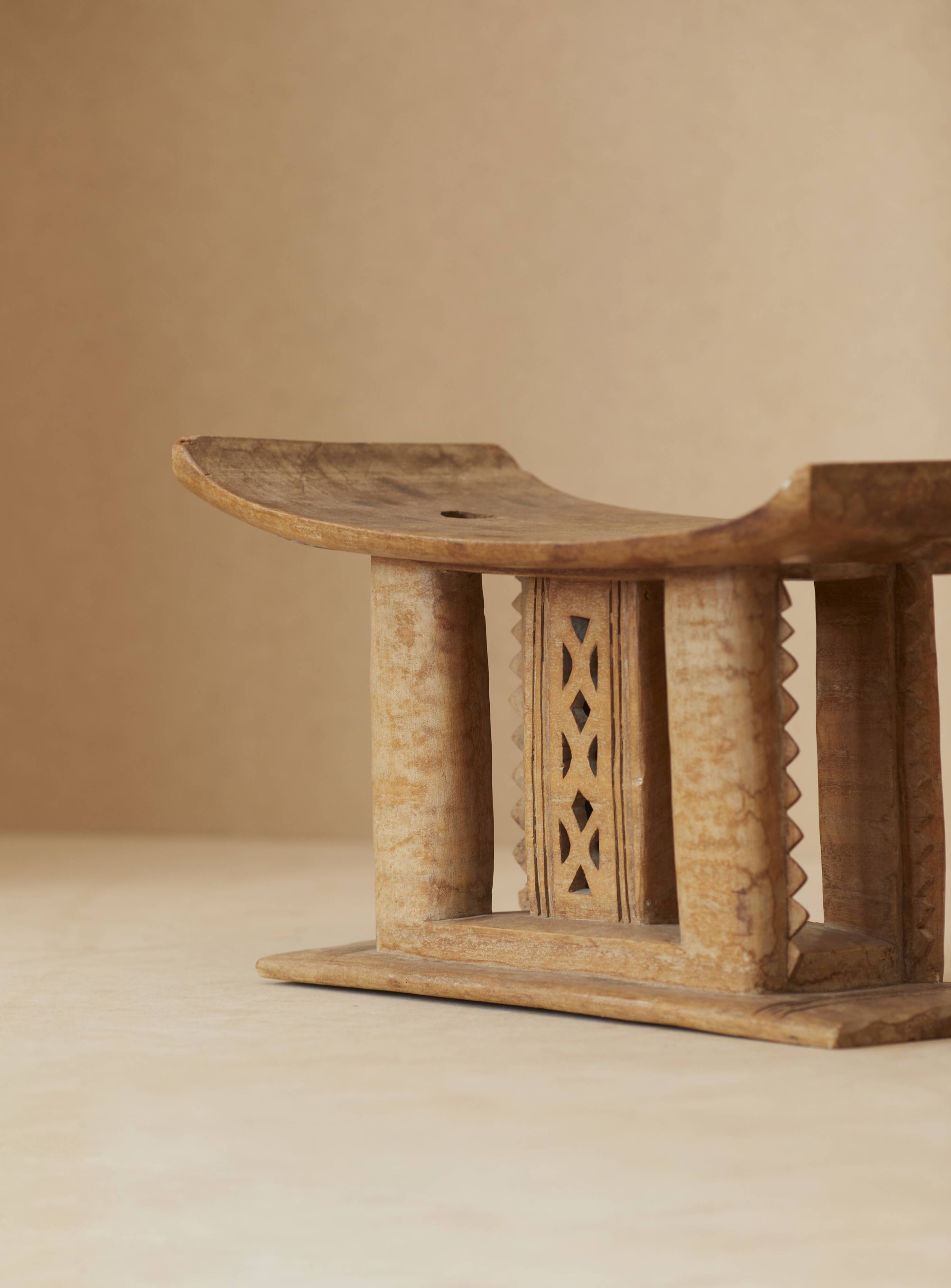 African Ashanti monoxyl stool in solid wood circa 1950