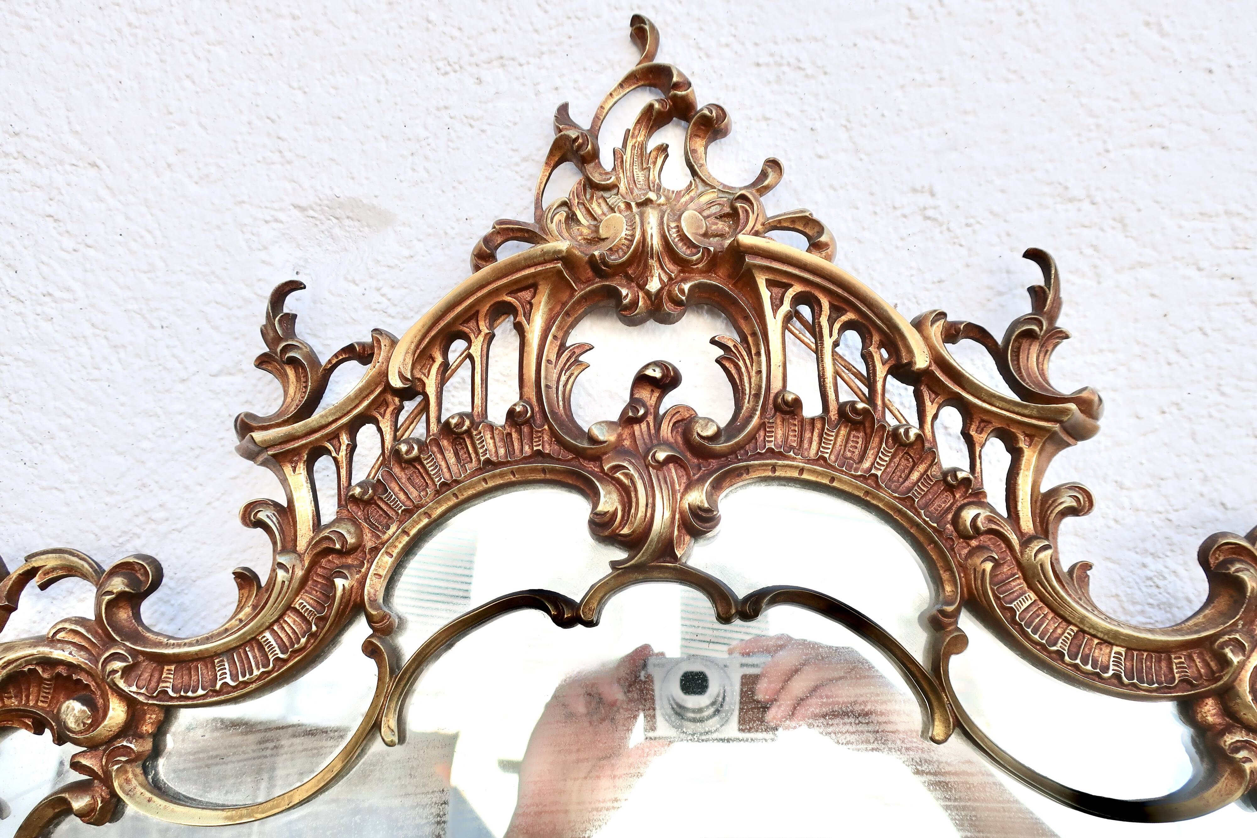 19th century baroque bronze mirror h= 104 cm