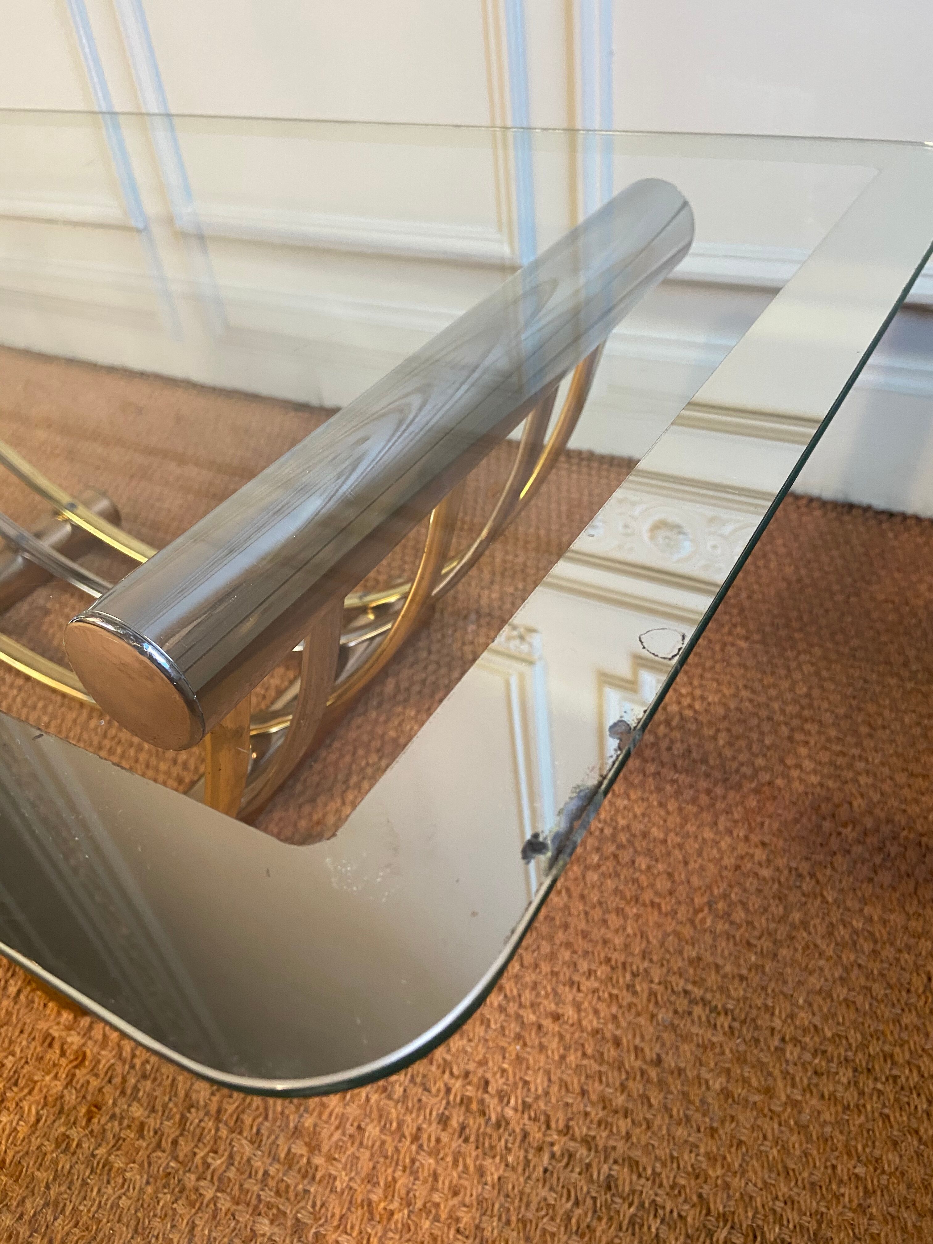 Gold and chrome metal coffee table, Belgo Chrom, 1970s