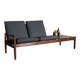Hans Olsen 2-seater bench Juul Kristensen edition in teak and rattan