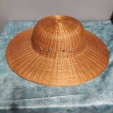 Chapeau colonial en rotin, des années 60-70