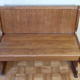 Vintage oak bench with storage box, two seats, 104 cm