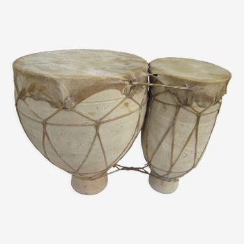 African drum tam tam in terracotta and skin