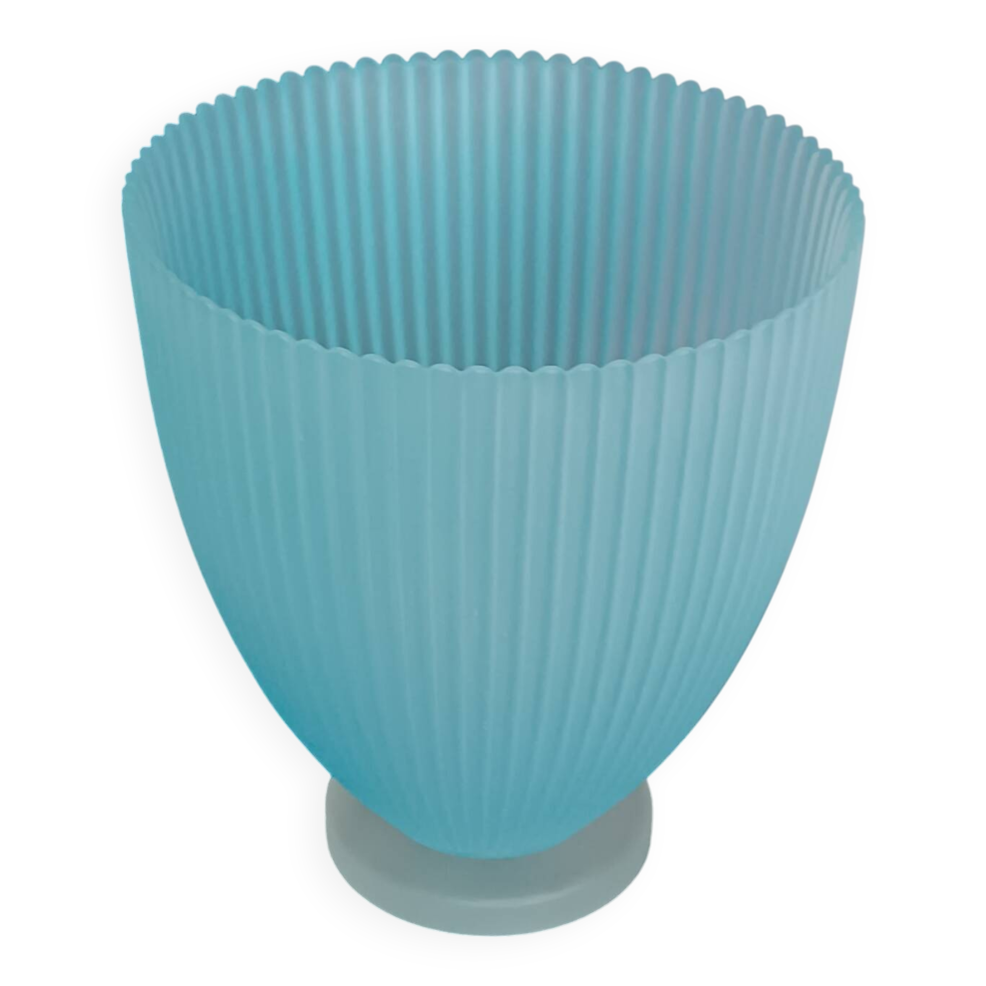 Embossed blue glass vase made in Italy