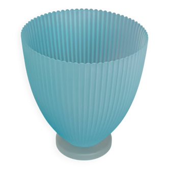 Embossed blue glass vase made in Italy