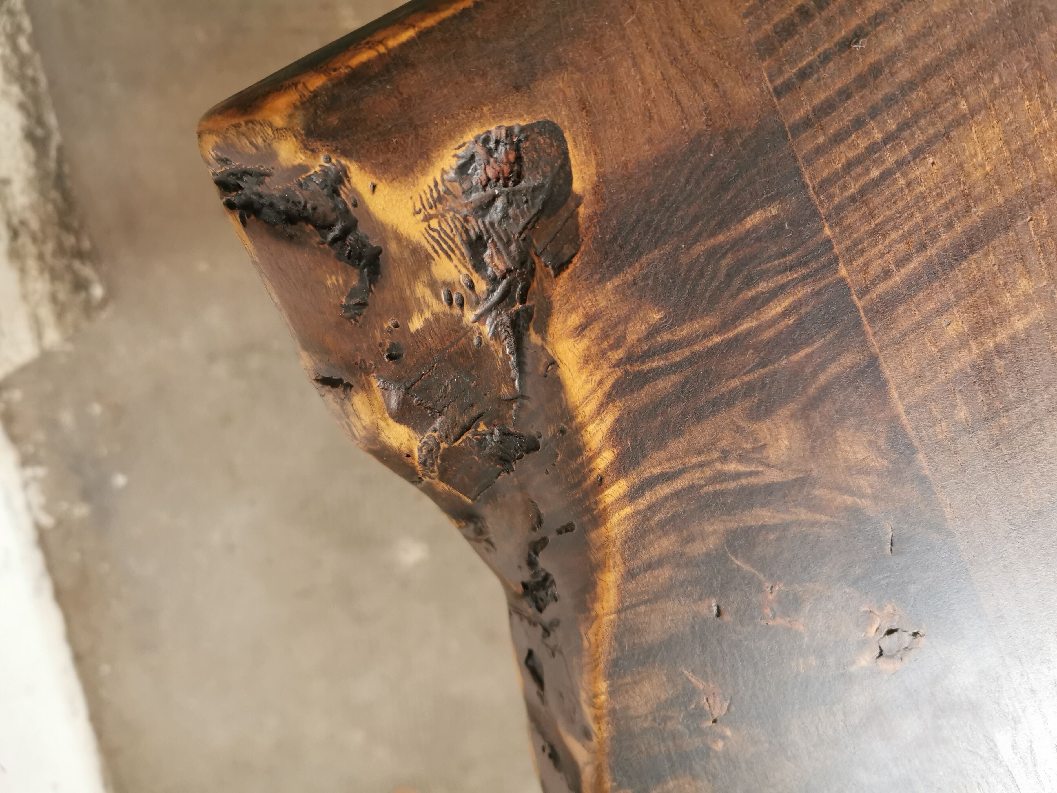 Brutalist, primitive wooden coffee table.