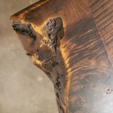 Table basse en bois brutaliste, primitive