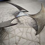 Knut Hesterberg's Propeller Round Coffee Table, steel structure and glass tray