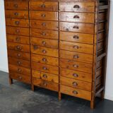 Dutch pine industrial apothecary cabinet, 1950s