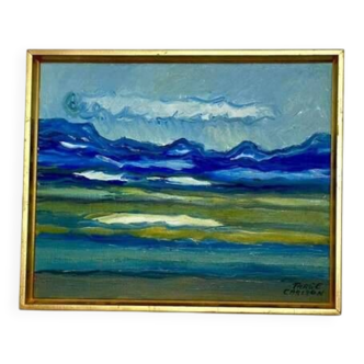 Original mid-century Swedish oil on canvas – “Skåne” by Thage Carlson – vintage & framed – 36 × 44 cm (14.2" × 17.3")
