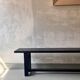 Antique black patinated wooden bench