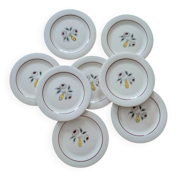 Assiettes à dessert vintage – bouquet floral – faïence française