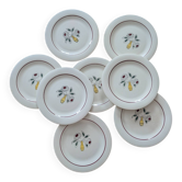 Assiettes à dessert vintage – bouquet floral – faïence française 