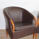 Pair of vintage Scandinavian armchairs brown leather opus 1982 suede