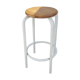 Tabouret haut industriel en bois et métal des années 50