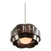 Vintage Italian Metal and Opaline Glass Pendant Lamp, 70s