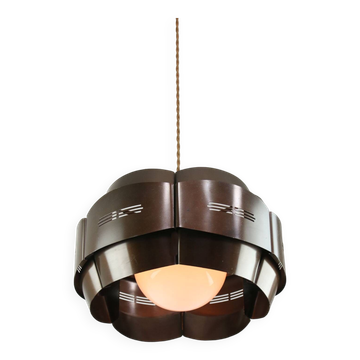 Lampe à Suspension Vintage en Métal et Verre Opalin, Italie, 70s