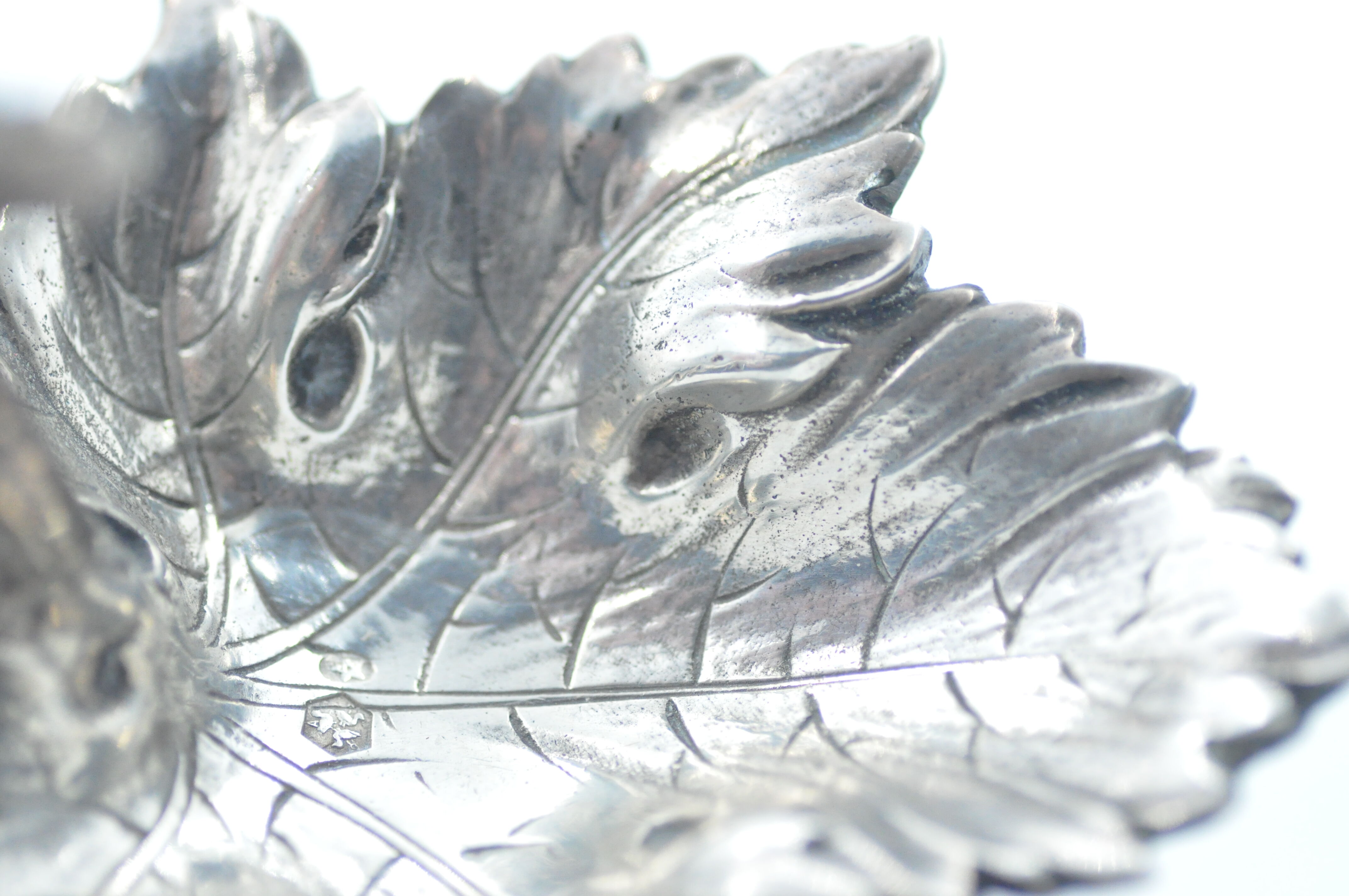 Old solid silver saleron, hallmarks from Spain, art nouveau, collection