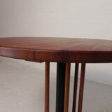 Vintage teak table with 6 narrow and 1 wide style, 1980s.