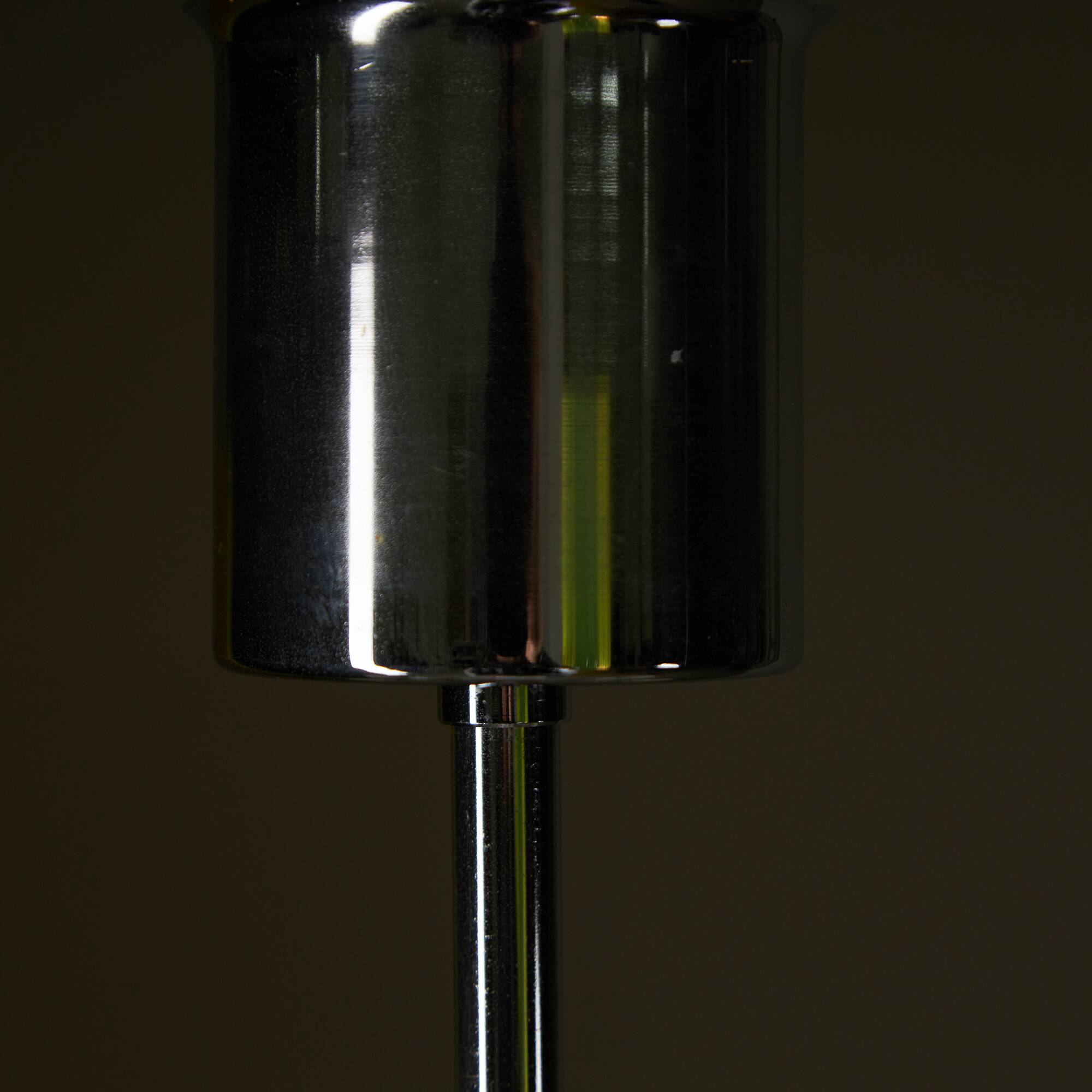 Lustre italien chromé à cinq lumières et abat-jour cylindrique, années 1970
