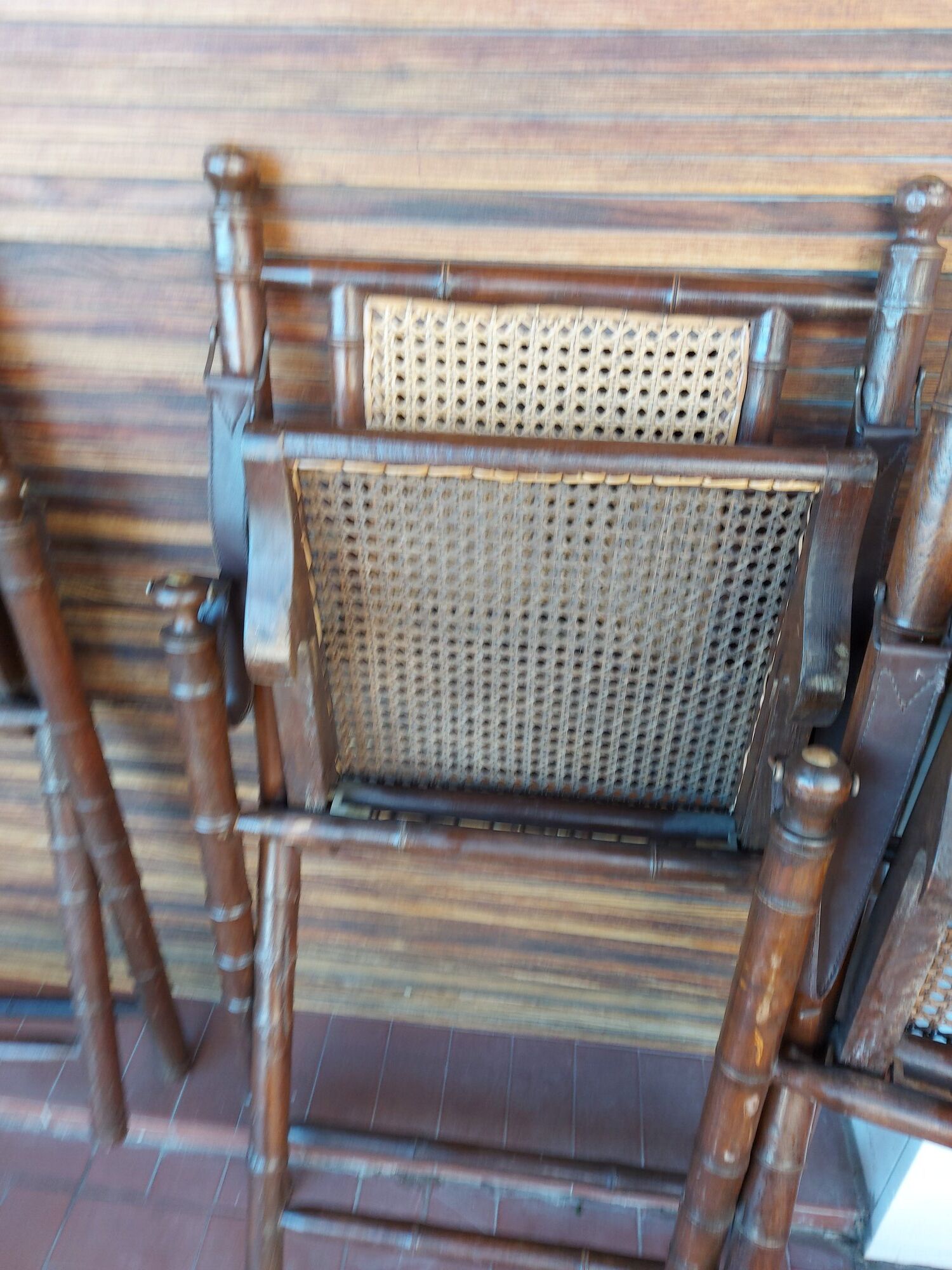 Set of 4 folding chairs old colonial style