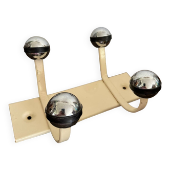 Wall coat rack with 2 vintage ball hooks