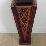 French antique oak tin-lined hand-carved umbrella stand with flower decoration.
