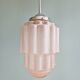 Art Deco Skyscraper pendant light in pink cracked glass