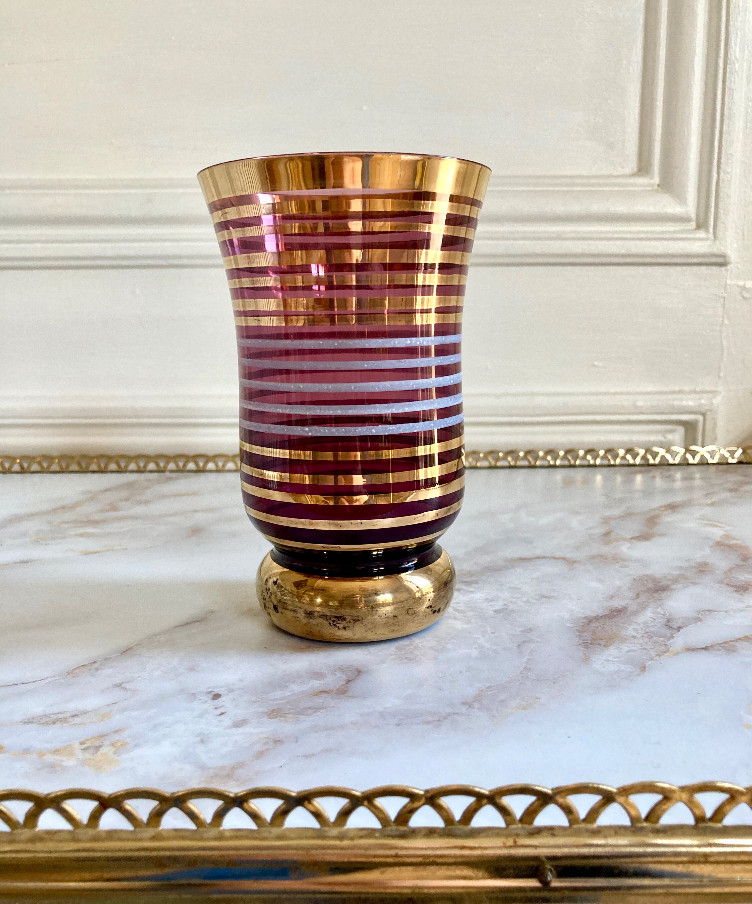 Vase Art deco decoration bayadère gold