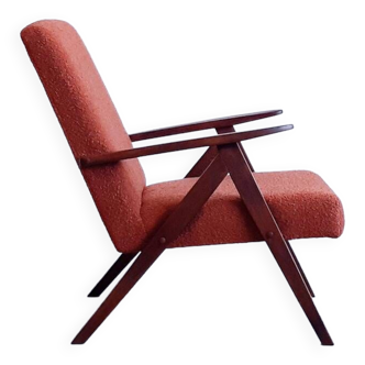 Mid Century Easy Chair Model B 310 Var in Rusty Brown Boucle