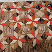 Handmade antique American Hooked geometric rug 4.8' x 7.7' (146cm x 234cm) 1900s - 1B654