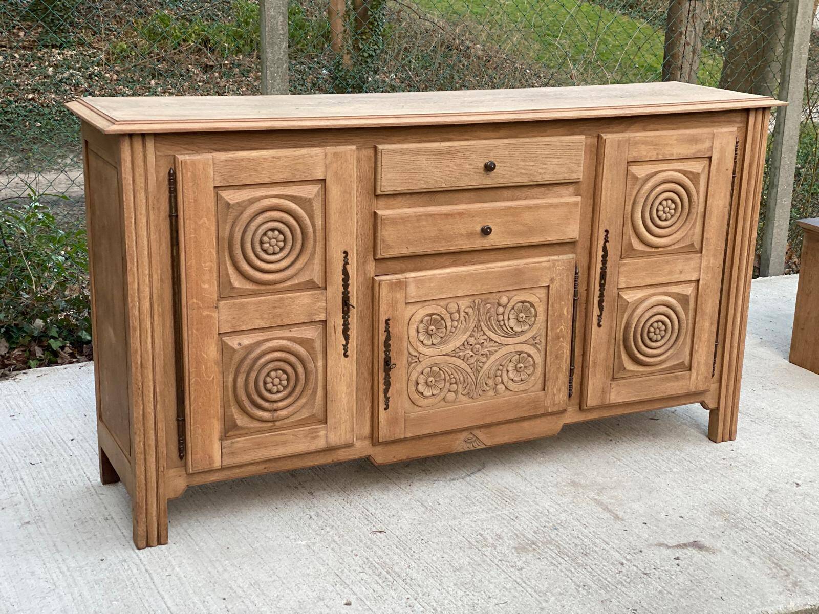 2-part Breton sideboard renovated in solid raw oak 200cm