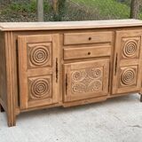 2-part Breton sideboard renovated in solid raw oak 200cm