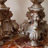 Pair of antique candlesticks from Italy, 18th century.