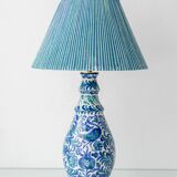 Fajalauza ceramic table lamp with hand-woven shade, Granada, Spain.