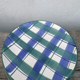 10 blue and green checked ceramic plates