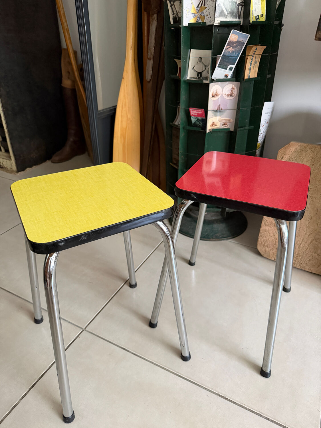 Set of 2 vintage Formica stools