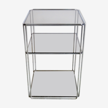 Side table Vintage Chrome & glass top by Max Sauze, Isocèle edition