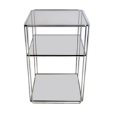 Table d’appoint vintage chrome & plateau en verre par Max Sauze édition Isocèle