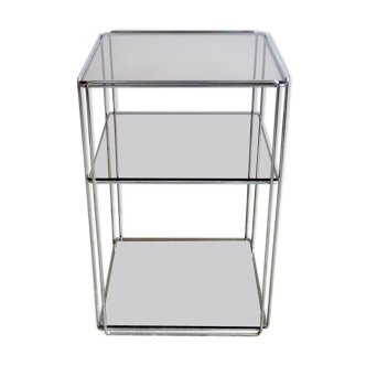 Side table Vintage Chrome & glass top by Max Sauze, Isocèle edition